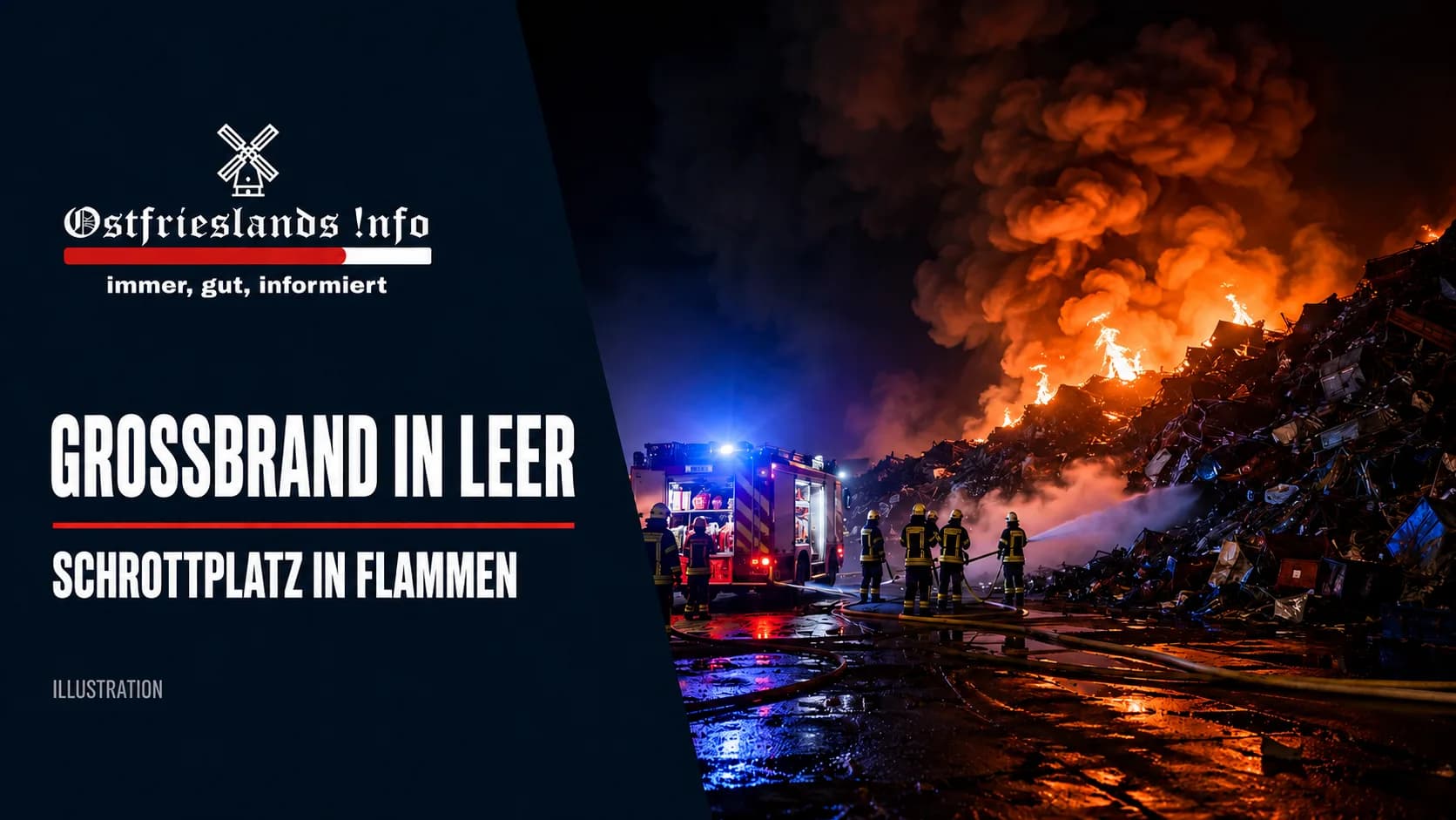 Großbrand auf Schrottplatz in Leer: Einsatzkräfte kämpfen fast zwei Tage gegen die Flammen