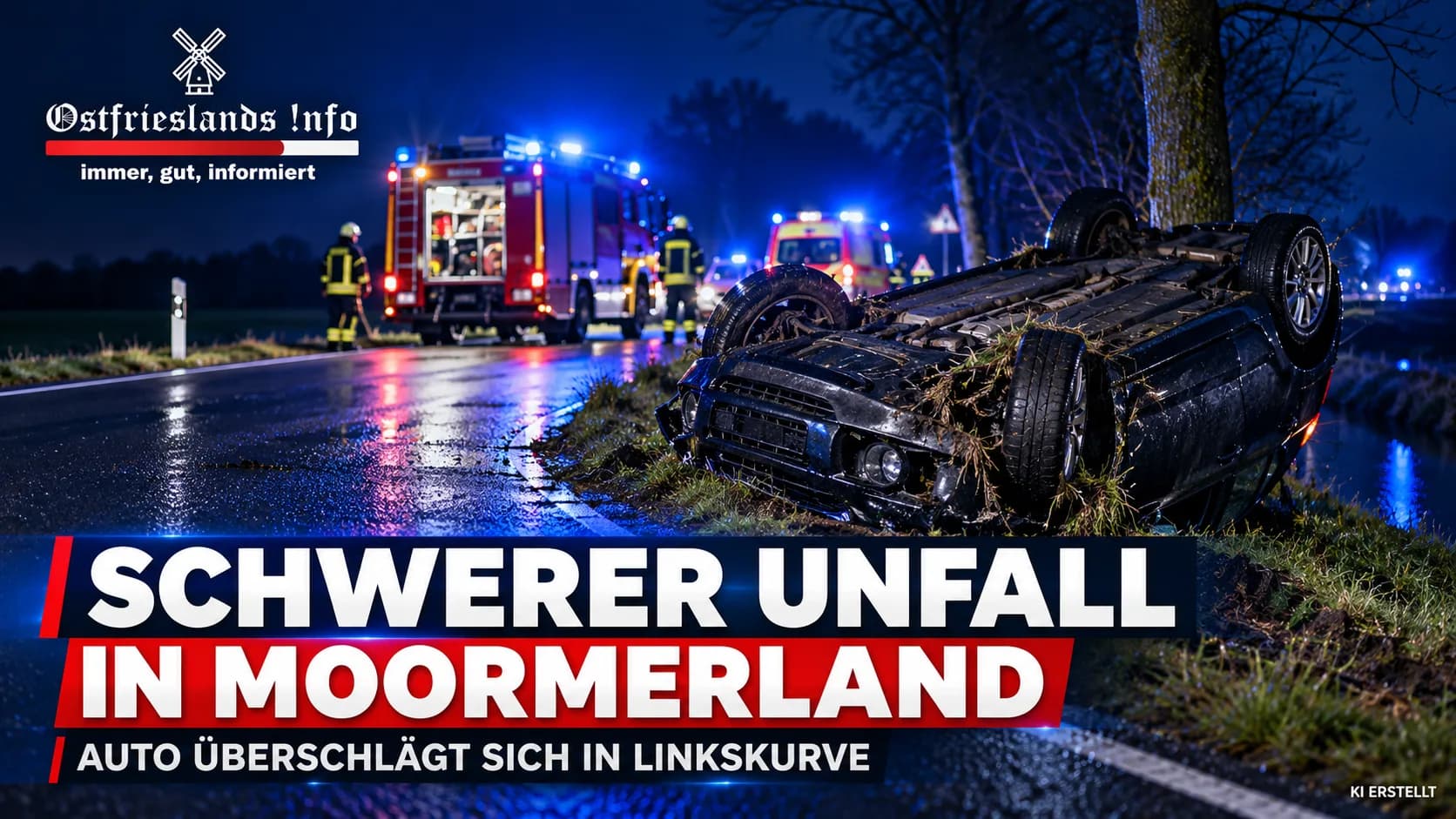 Schwerer Unfall in Moormerland Auto überschlägt sich in Linkskurve