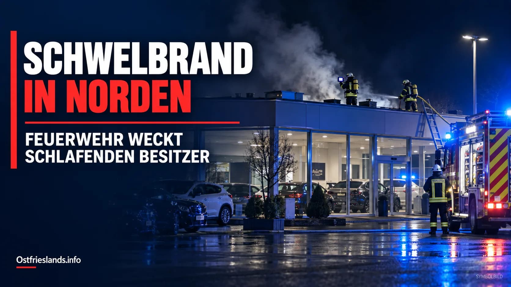 Schwelbrand in Norder Autohaus: Feuerwehr weckt schlafenden Besitzer