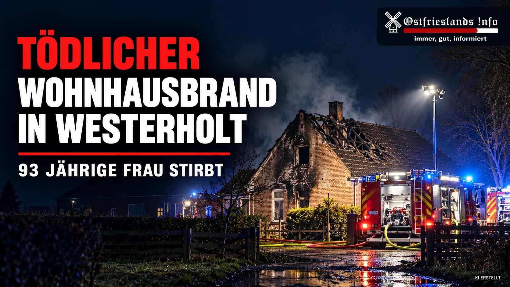 93 Jahre alte Frau stirbt bei Wohnhausbrand in Westerholt