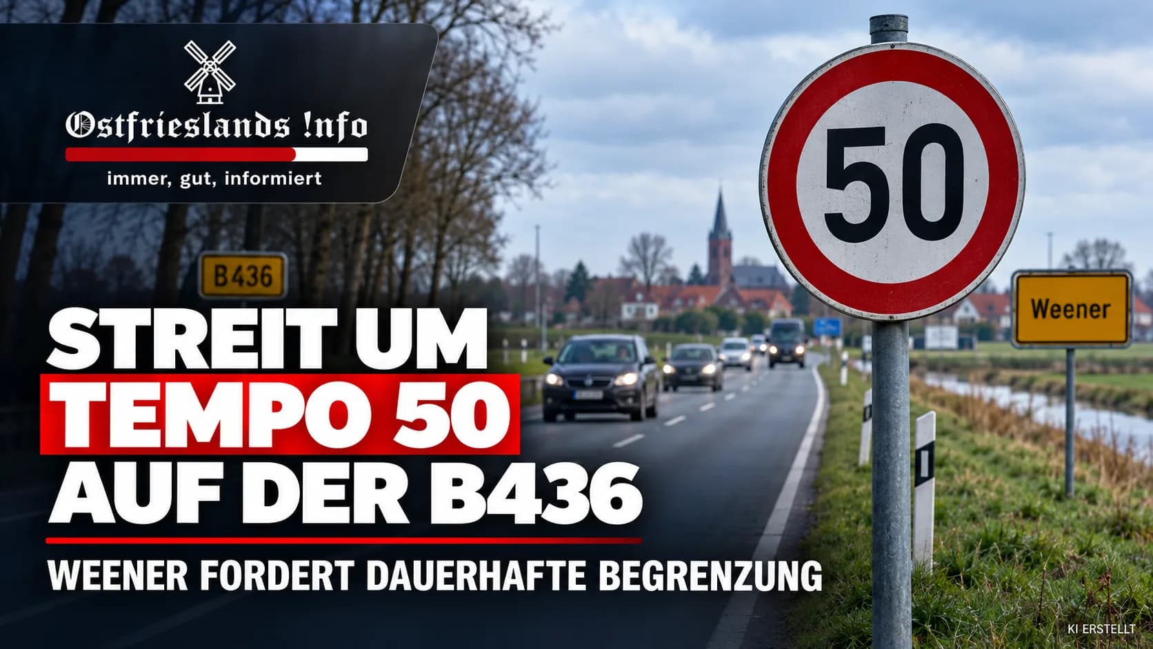 Streit um Tempo 50 auf der B436 bei Weener