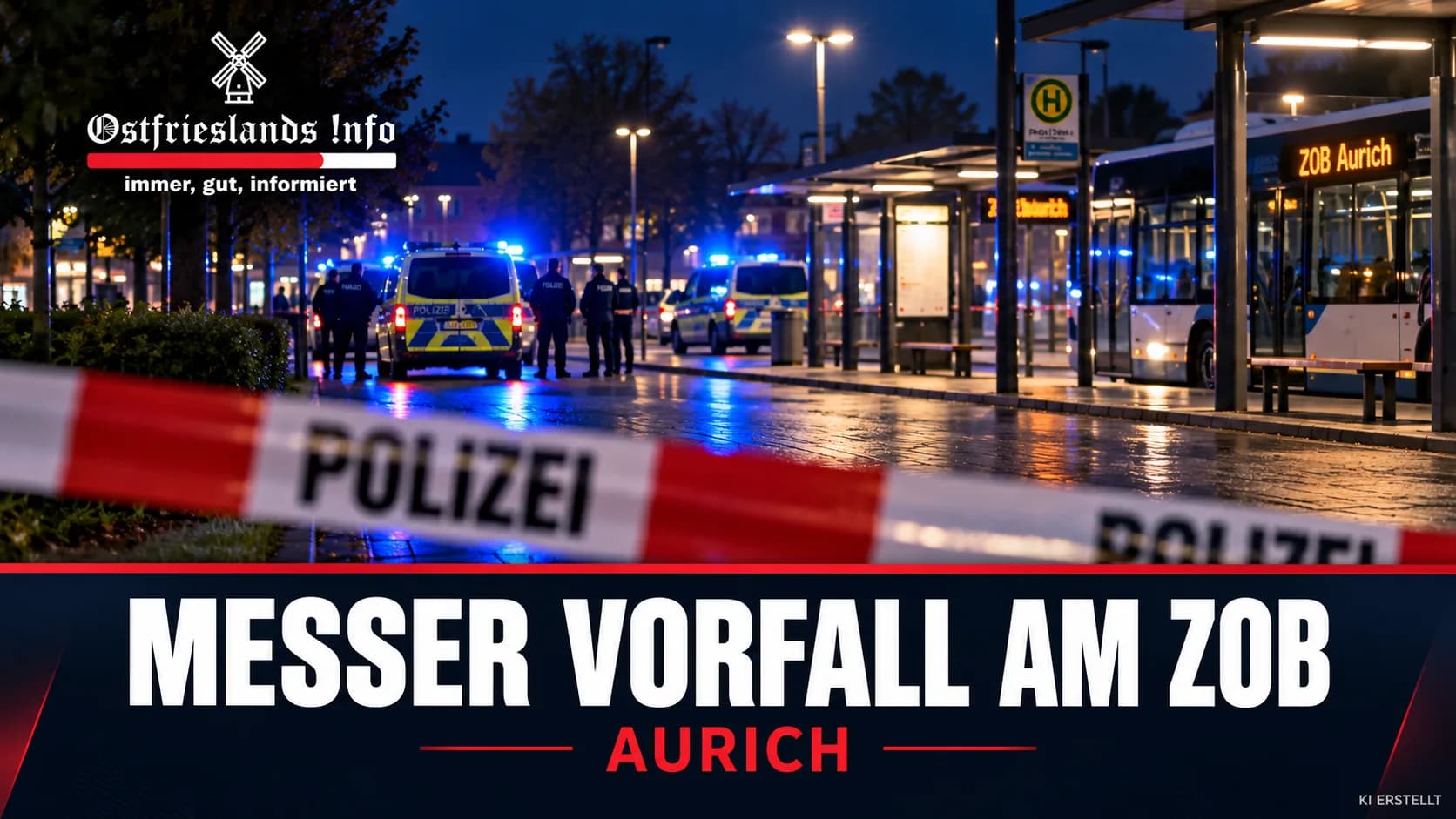Mann mit Messer bedroht Passanten und Polizisten am Auricher ZOB