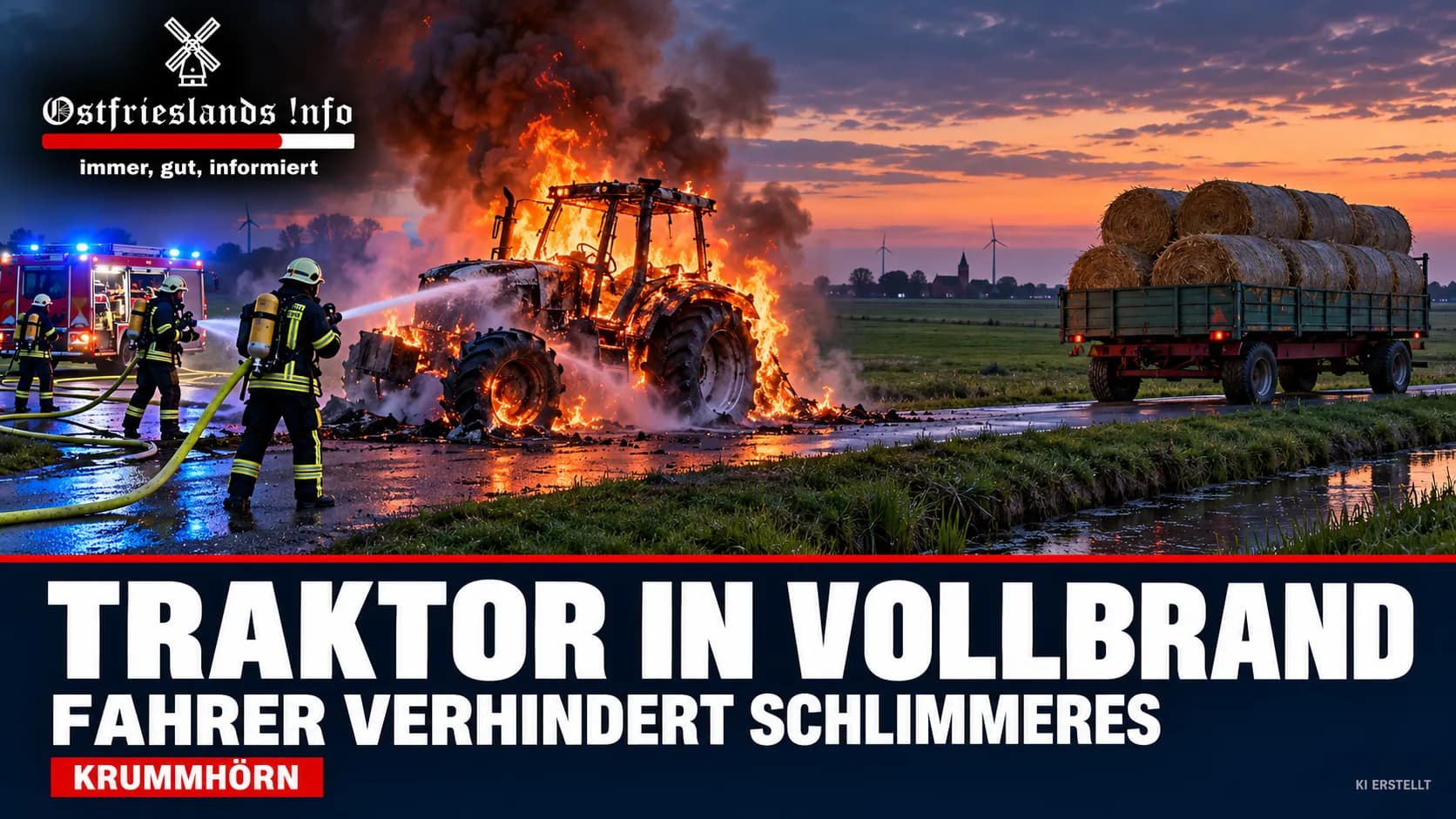 Traktorfahrer verhindert bei Brand in der Krummhörn Schlimmeres