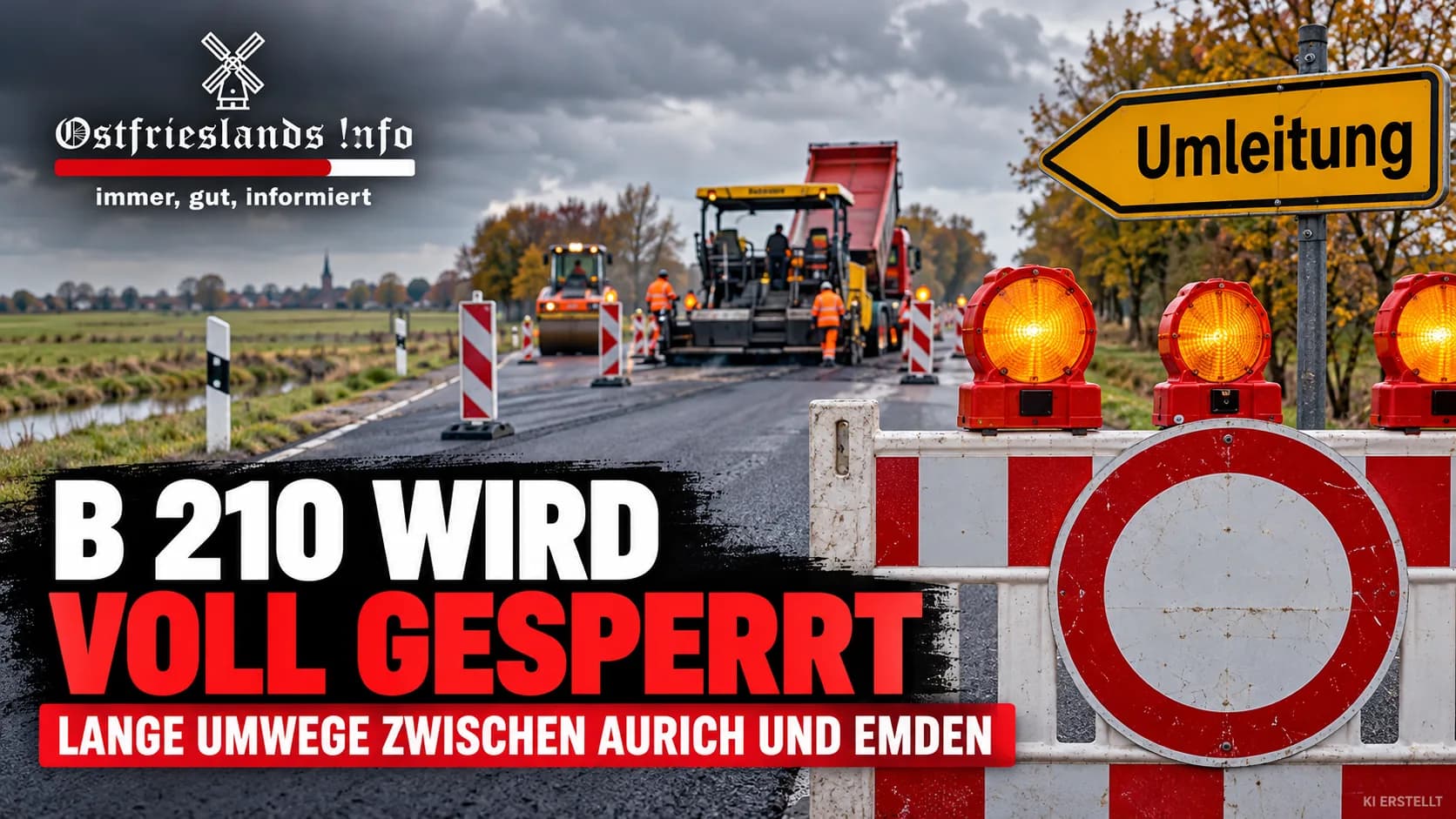 B 210 zwischen Suurhusen und Loppersum wird voll gesperrt
