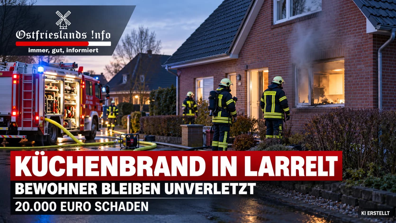 Küchenbrand in Larrelt Bewohner bleiben unverletzt