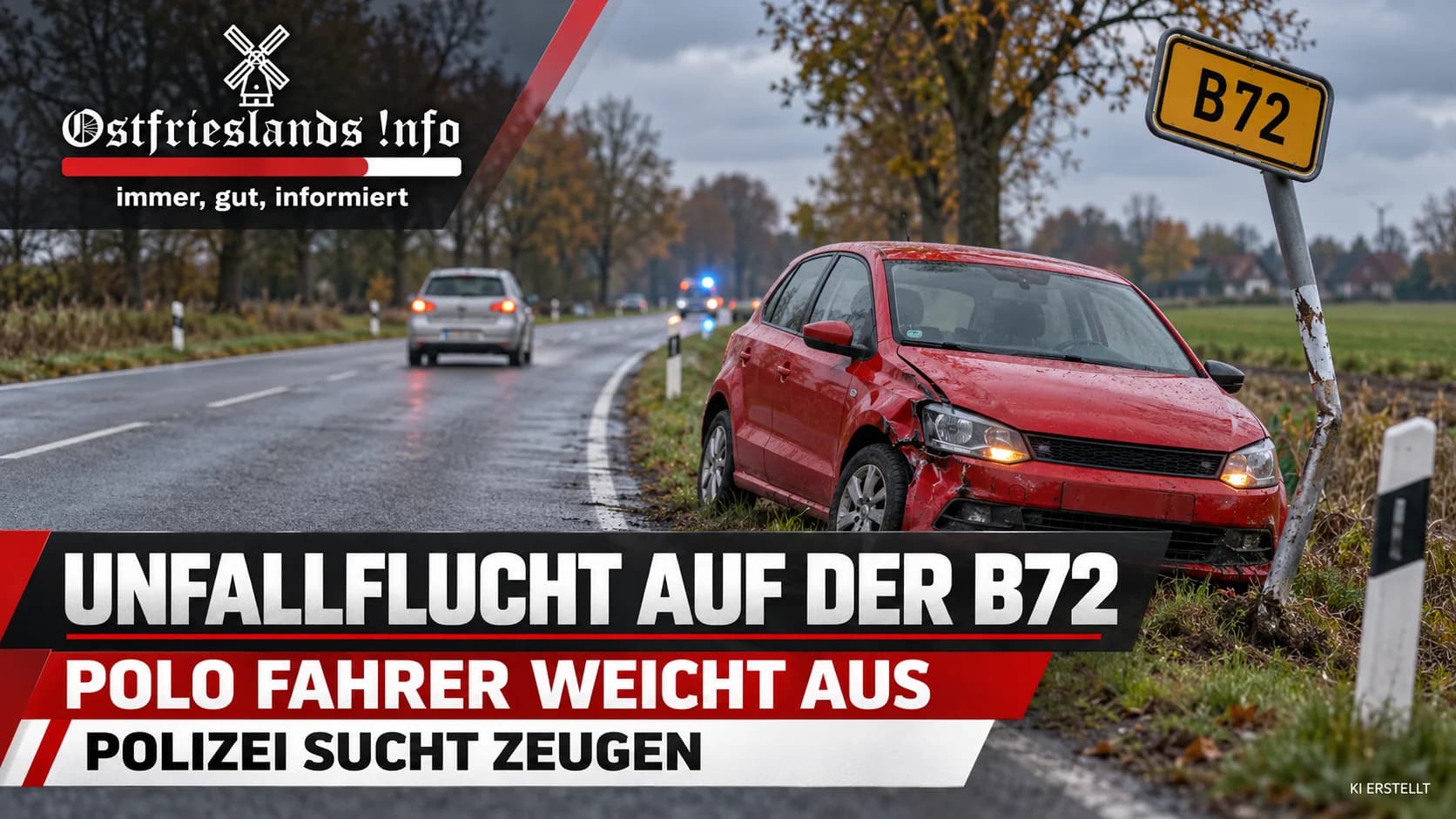 Unfallflucht auf der B72 in Norden