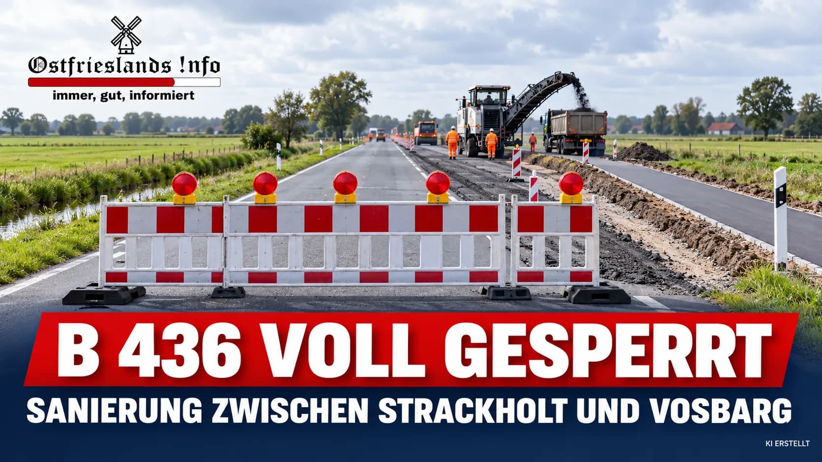 B 436 zwischen Strackholt und Voßbarg voll gesperrt